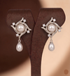  Abstract Swirl Pearl Drop Earrings