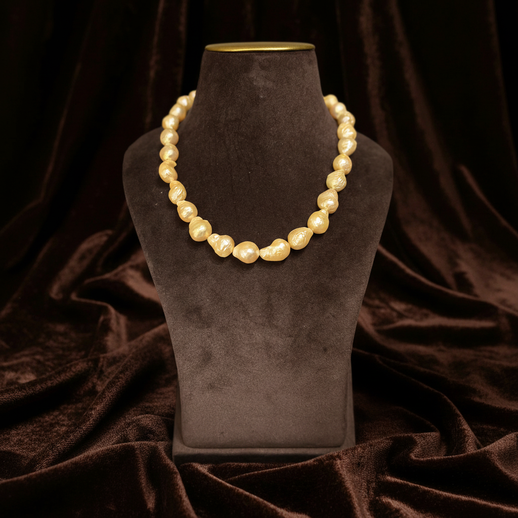 Aurelian golden baroque pearl necklace for women