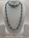 Azure Harmony beaded pearl necklace with blue and silver pearl like beads in single strand design