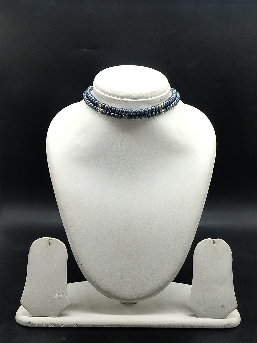 Blue freshwater pearl 2 line choker necklace for women