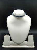 Blue freshwater pearl 2 line choker necklace for women