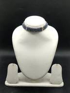 Blue freshwater pearl 3 line choker necklace for women