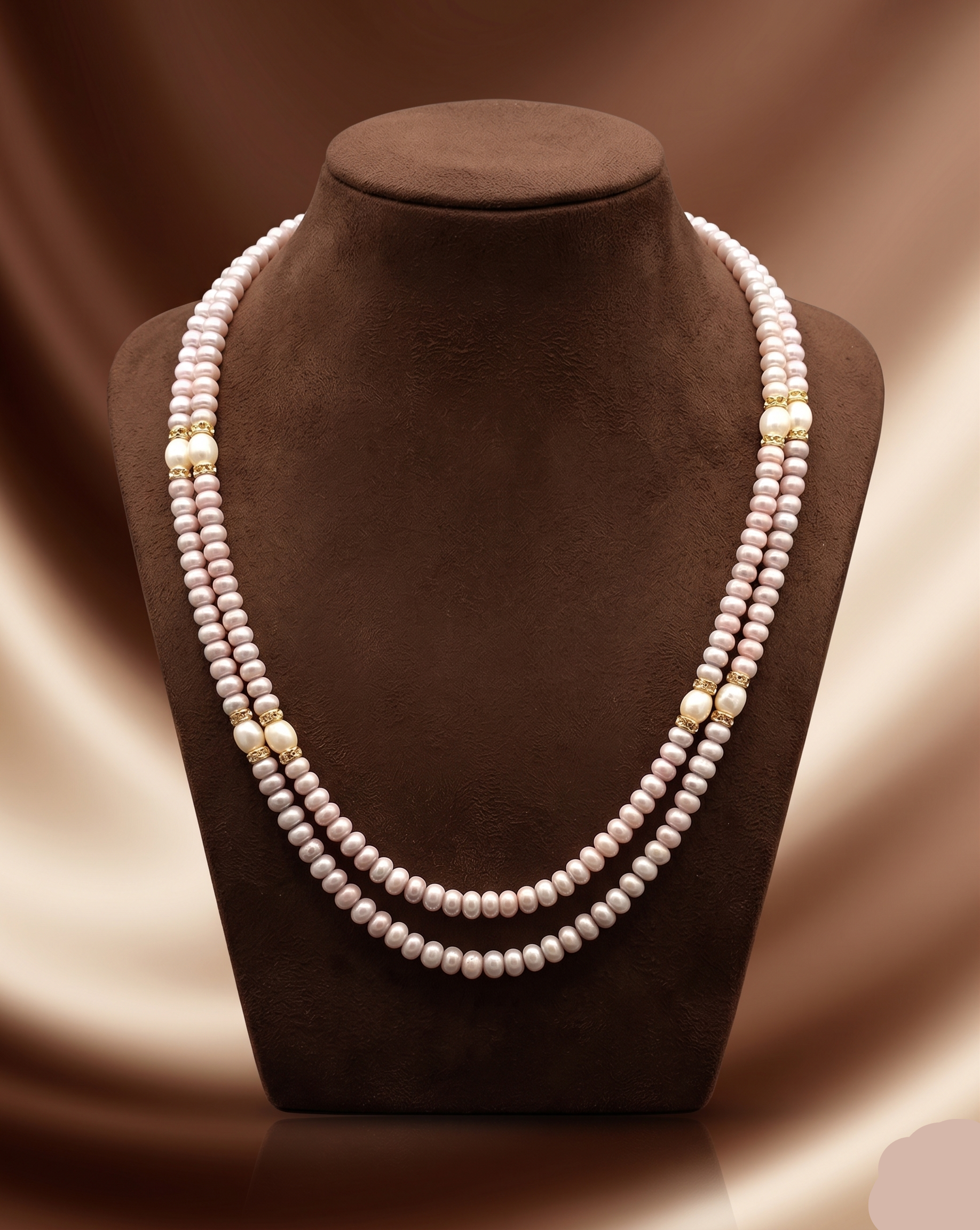 Blush Glow Freshwater Pearl Two Line Mala