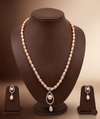 Blush Radiance One Line Pendant Freshwater Pearl Necklace & Earrings Set