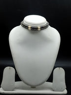 Brown and white freshwater pearl 2 line choker necklace for women