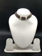 Brown and white freshwater pearl 3 line choker necklace for women