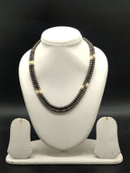 Brown and white freshwater pearl two line mala necklace for women