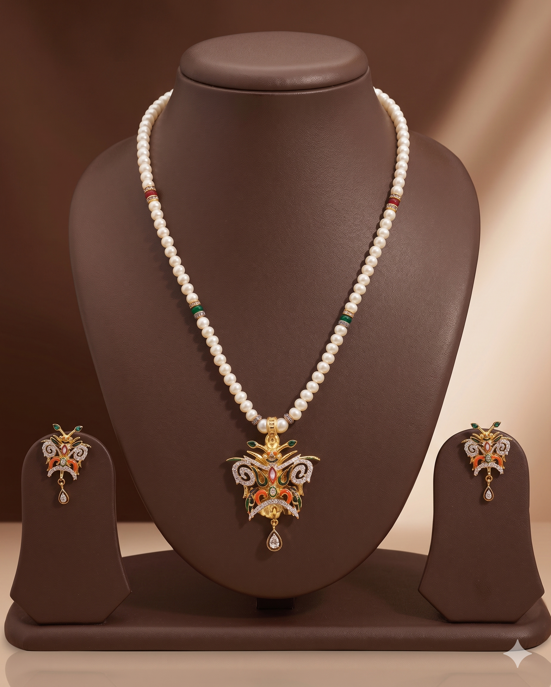 Butterfly Bloom Freshwater Pearl Necklace & Earrings Set for Women