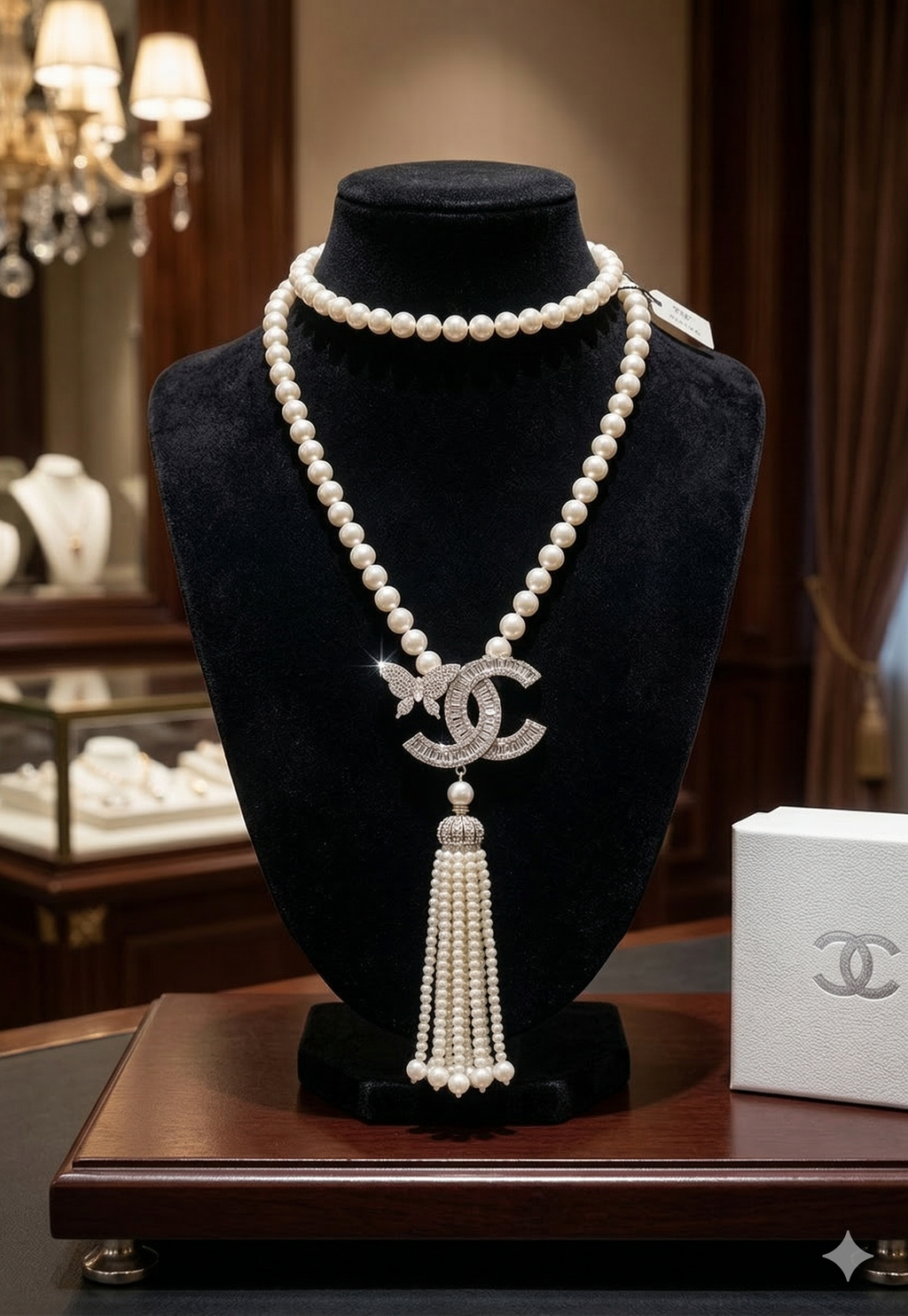 Butterfly Royal Emblem Freshwater Pearl Necklace Set