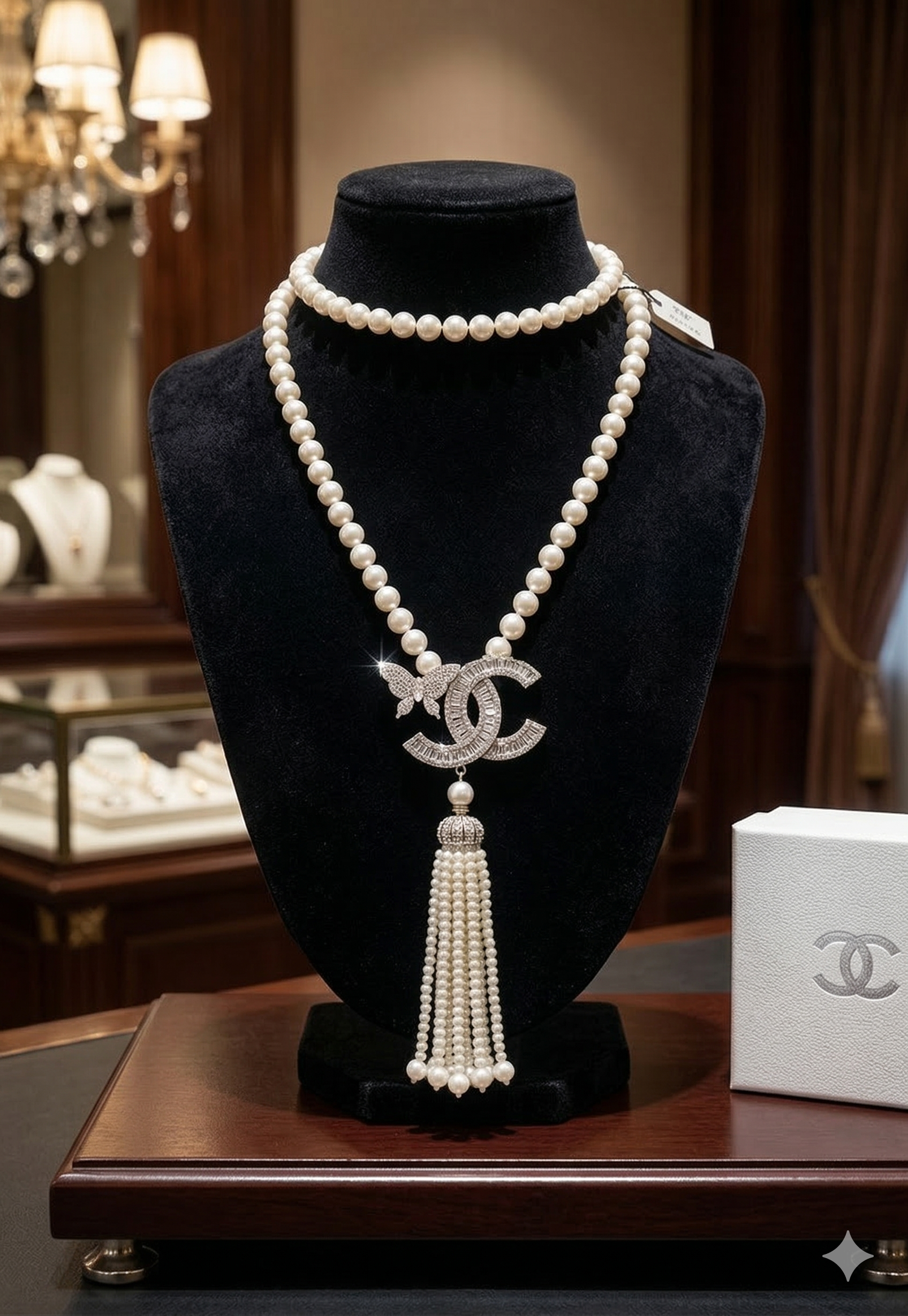 Butterfly Royal Emblem Freshwater Pearl Necklace Set