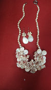 Buy mother of pearl freshwater pearl statement necklace set with shell discs and matching earrings