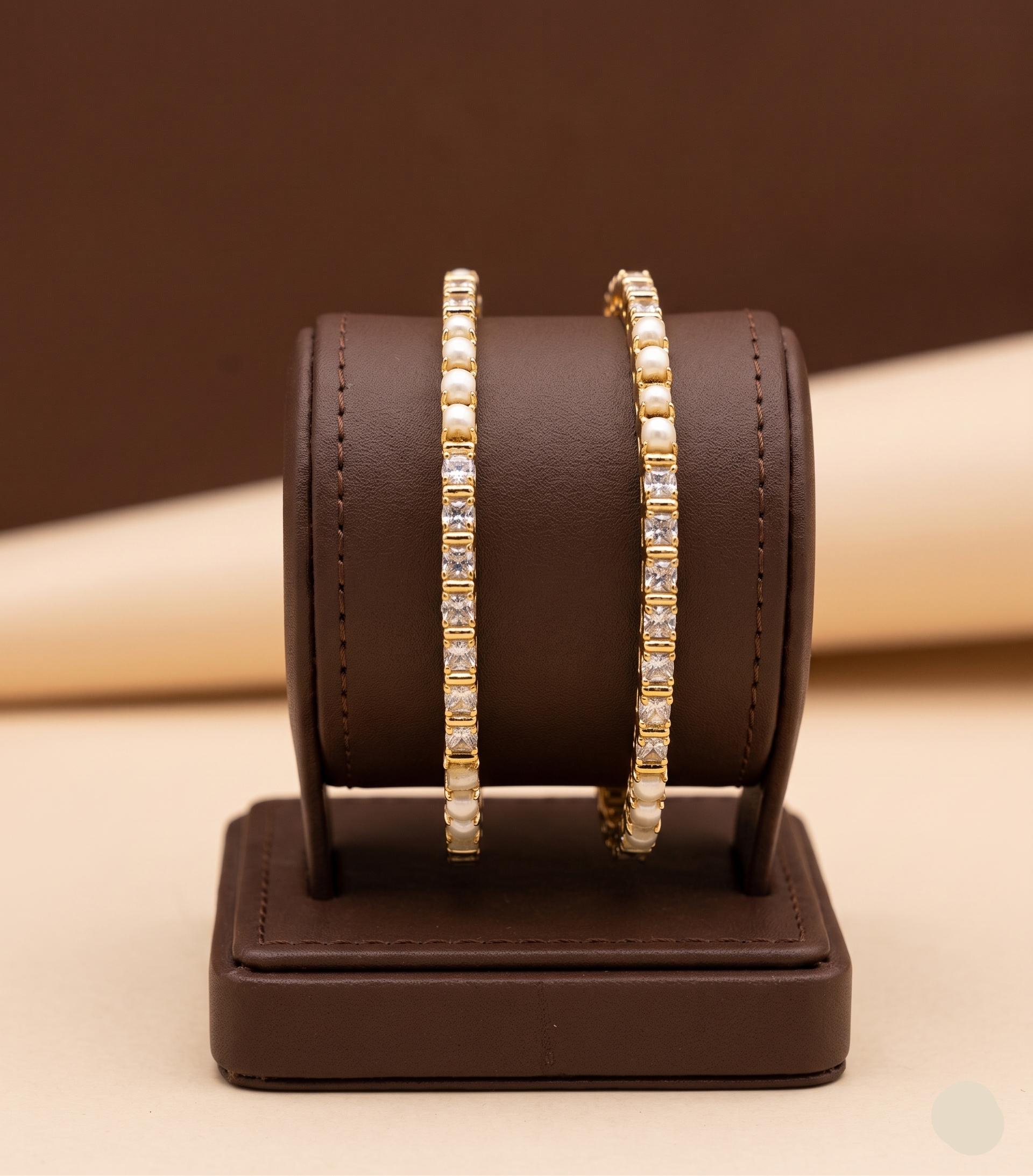 CZ Studded Gold Bangles – Contemporary Party Elegance