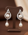 CZ frame pearl drop earrings for women