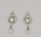 CZ frame pearl drop earrings for women