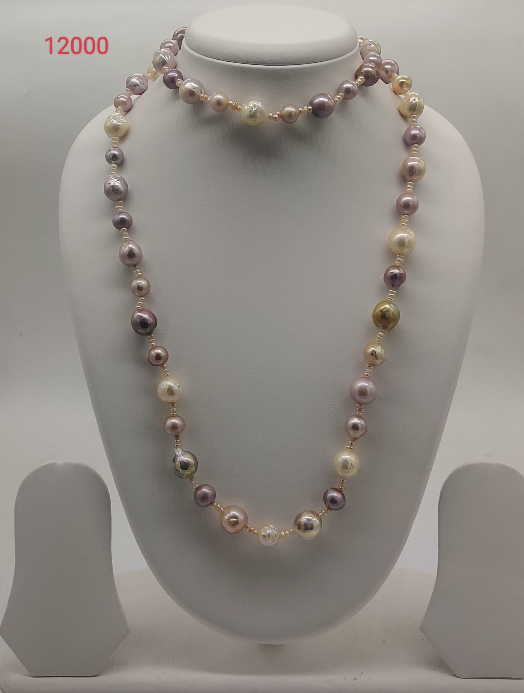 Champagne Bloom Harmony freshwater pearl necklace with multi colour pearls in cream lavender and champagne tones