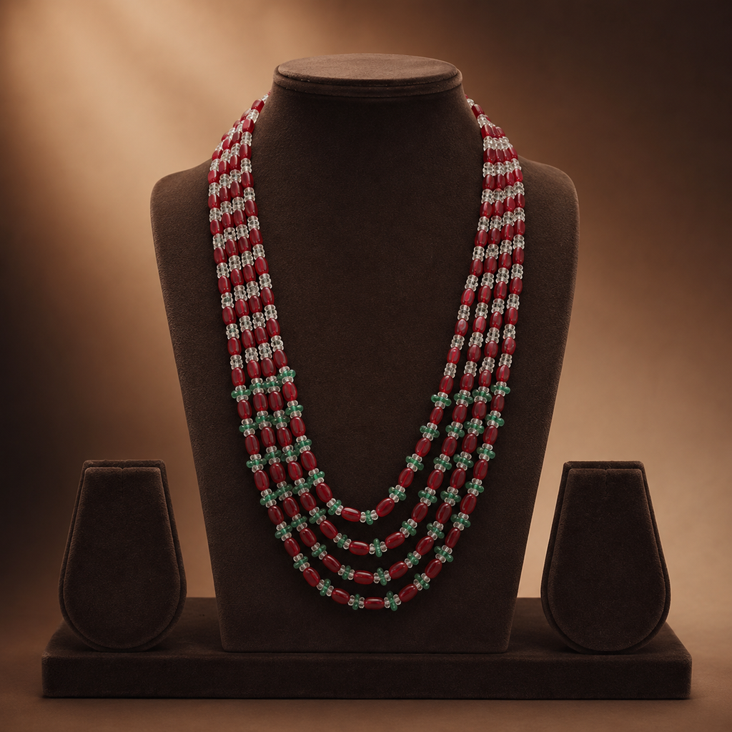 Regal Harmony Multi-Strand Beaded  Fancy Pendent Set