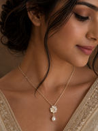 Floral Pearl Drop Pendant Chain