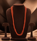 Sunset Bloom,  Layered Reddish-Orange Beaded Necklace