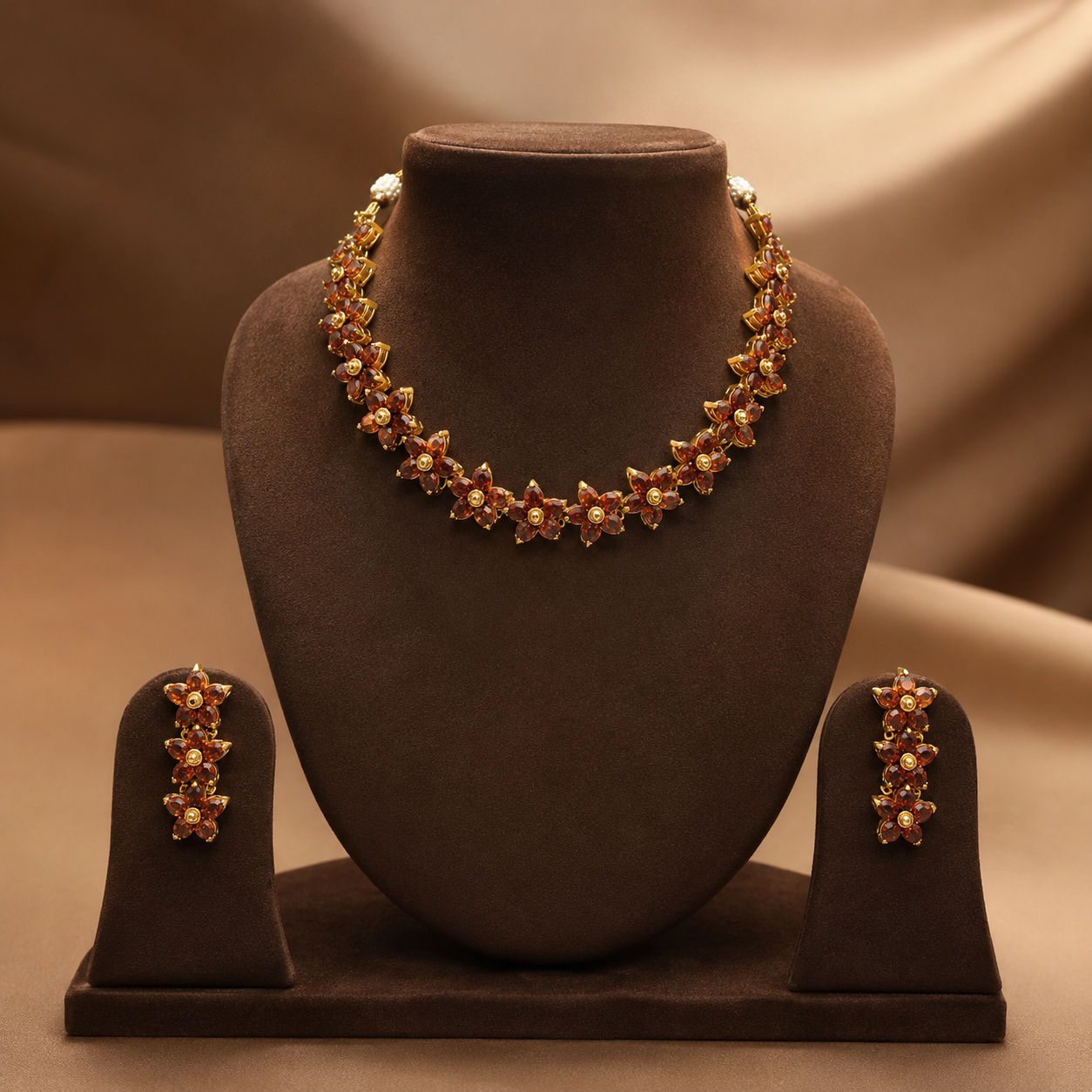 Orange CZ Necklace Set