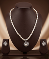 Classic Pearl Sparkle One Line Pendant Freshwater Pearl Necklace & Earrings Set