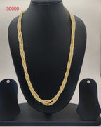 Golden multi-strand freshwater seed pearl necklace and earrings set for women