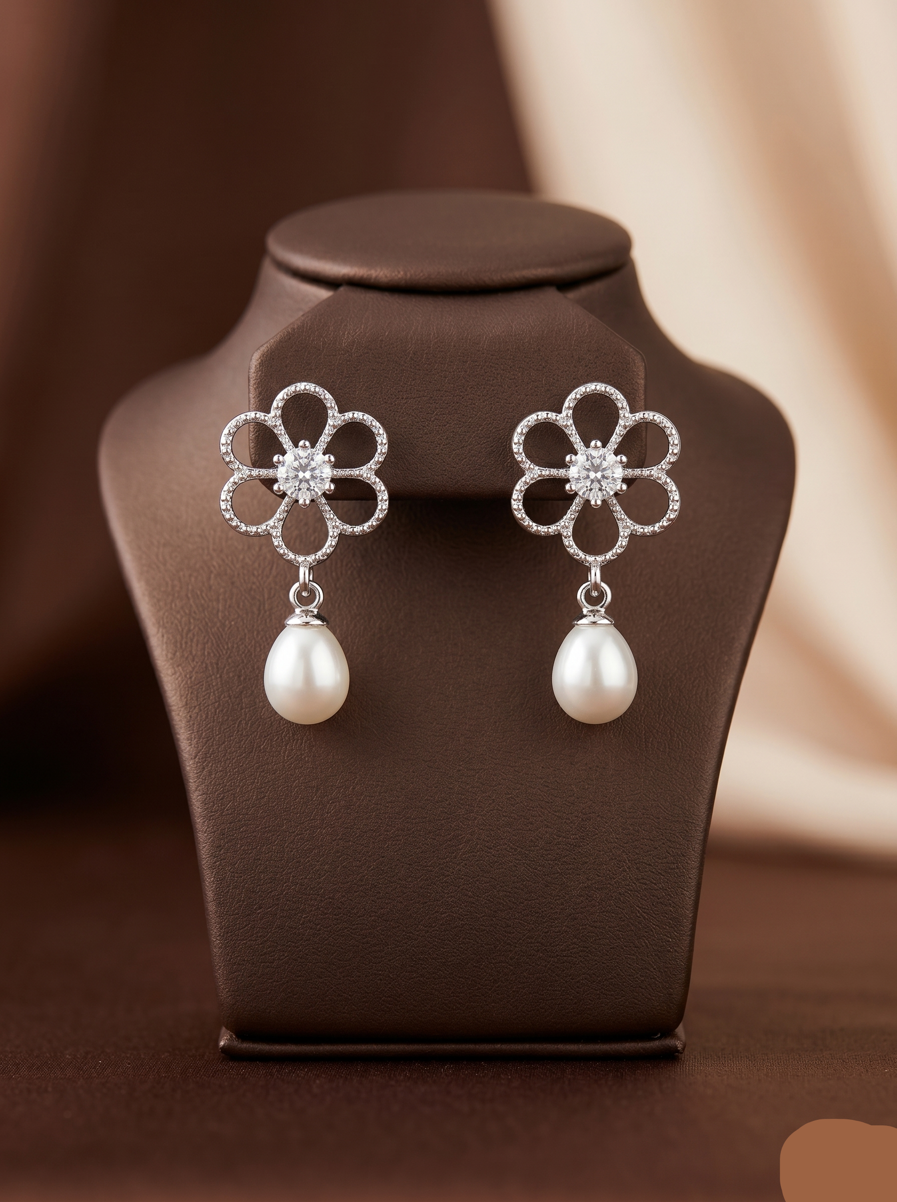 Crystal Bloom Freshwater Pearl Earrings