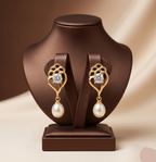 Crystal pearl gold-plated drop earrings for women