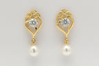 Crystal pearl gold-plated drop earrings for women