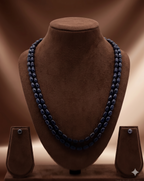 Double-Strand Black Freshwater Pearl Necklace & Earrings Set