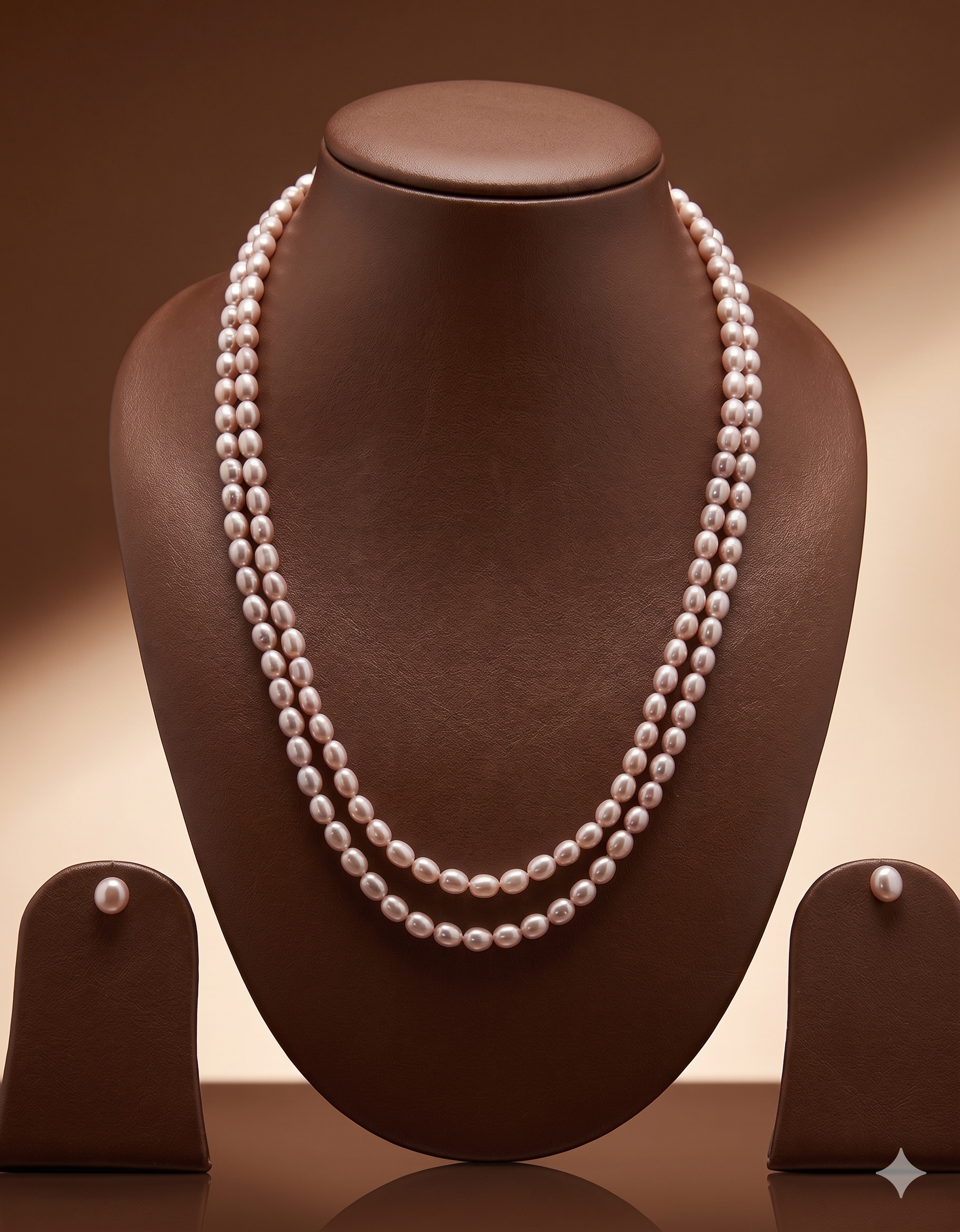 Double-Strand Elongated Freshwater Pearl Necklace Set