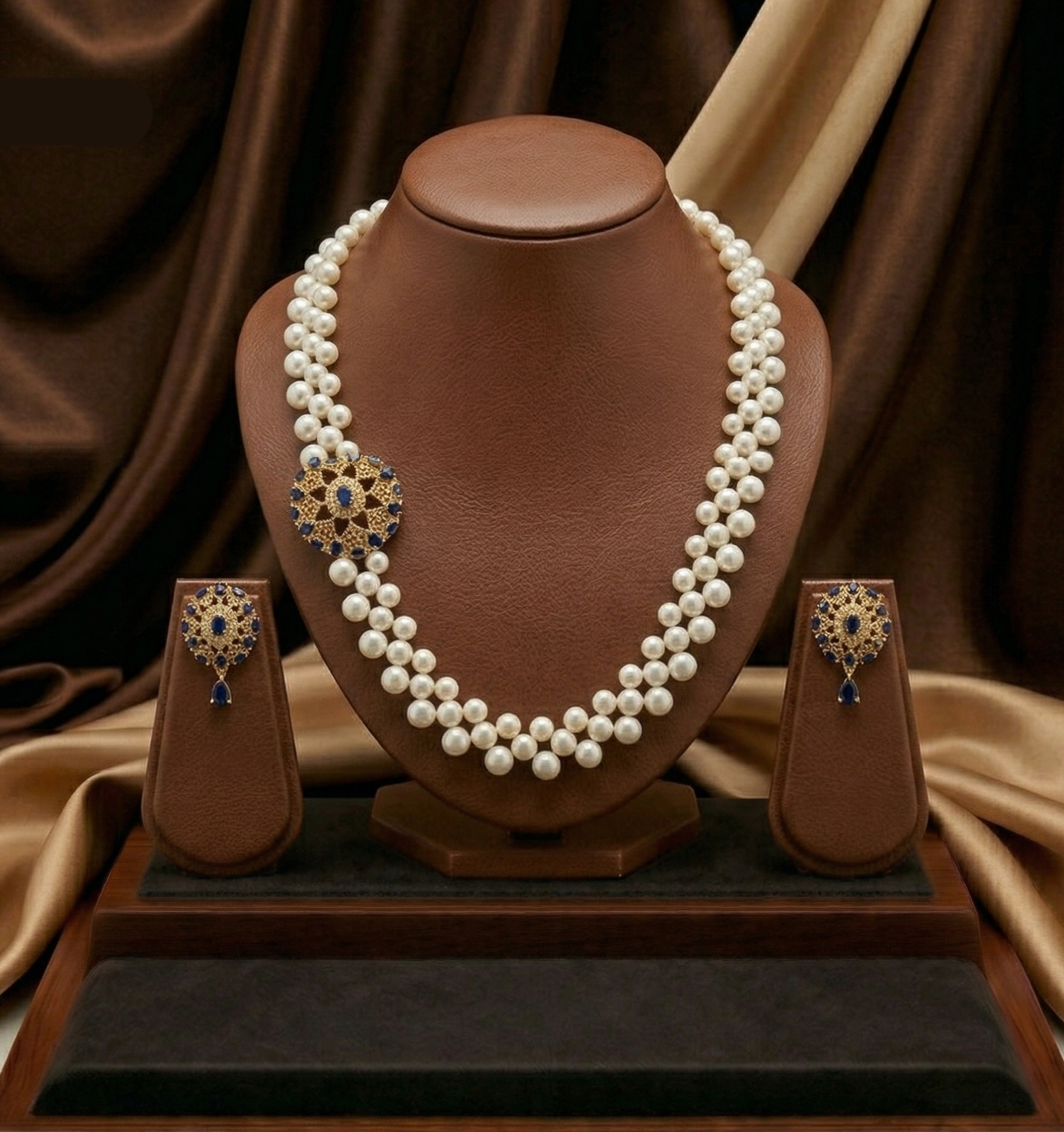 Double-Strand Freshwater Pearl Broach Set