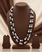 Double-Strand Freshwater Pearl Necklace & Earrings Set