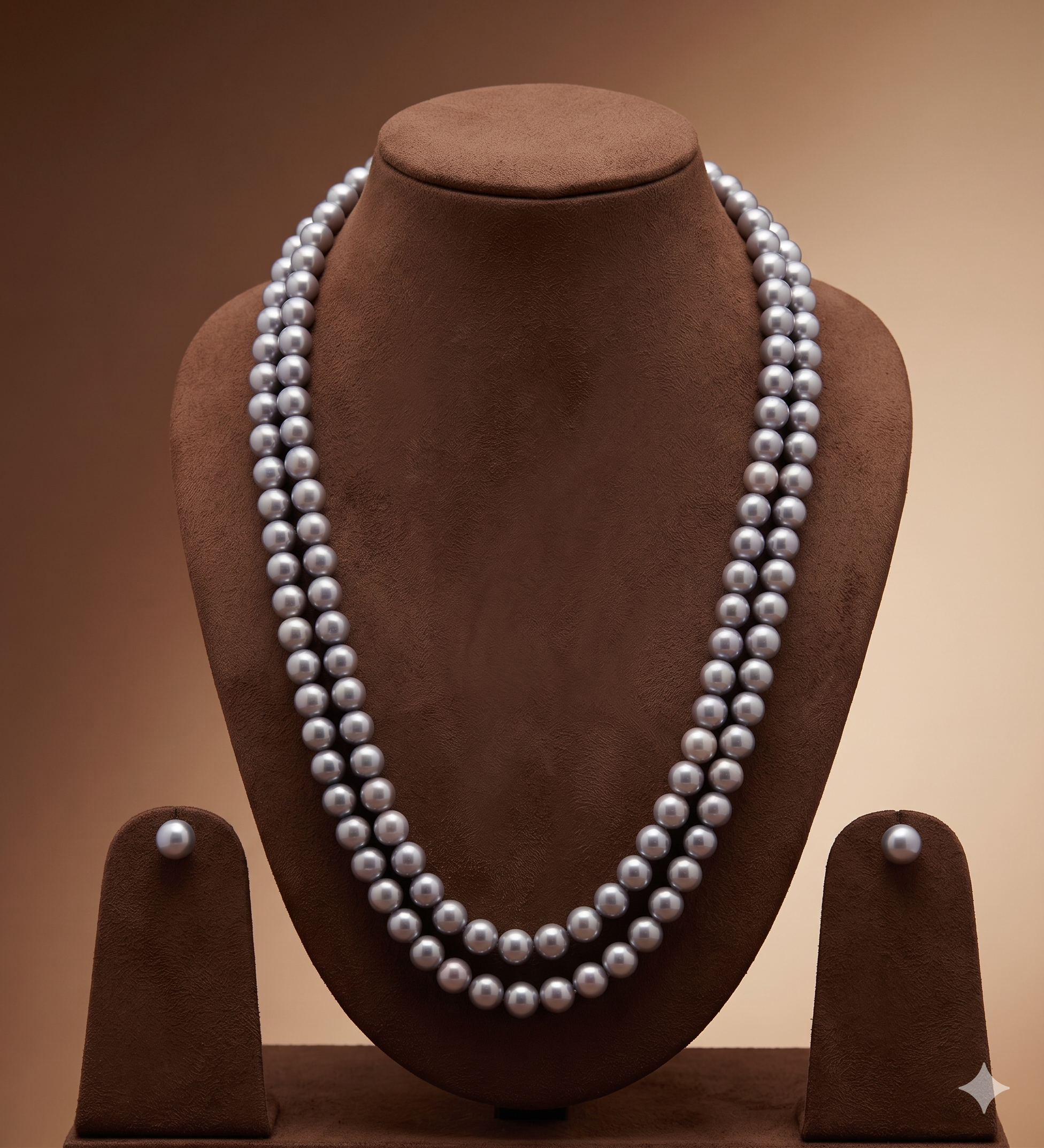 Double-Strand Freshwater Pearl Necklace & Earrings Set