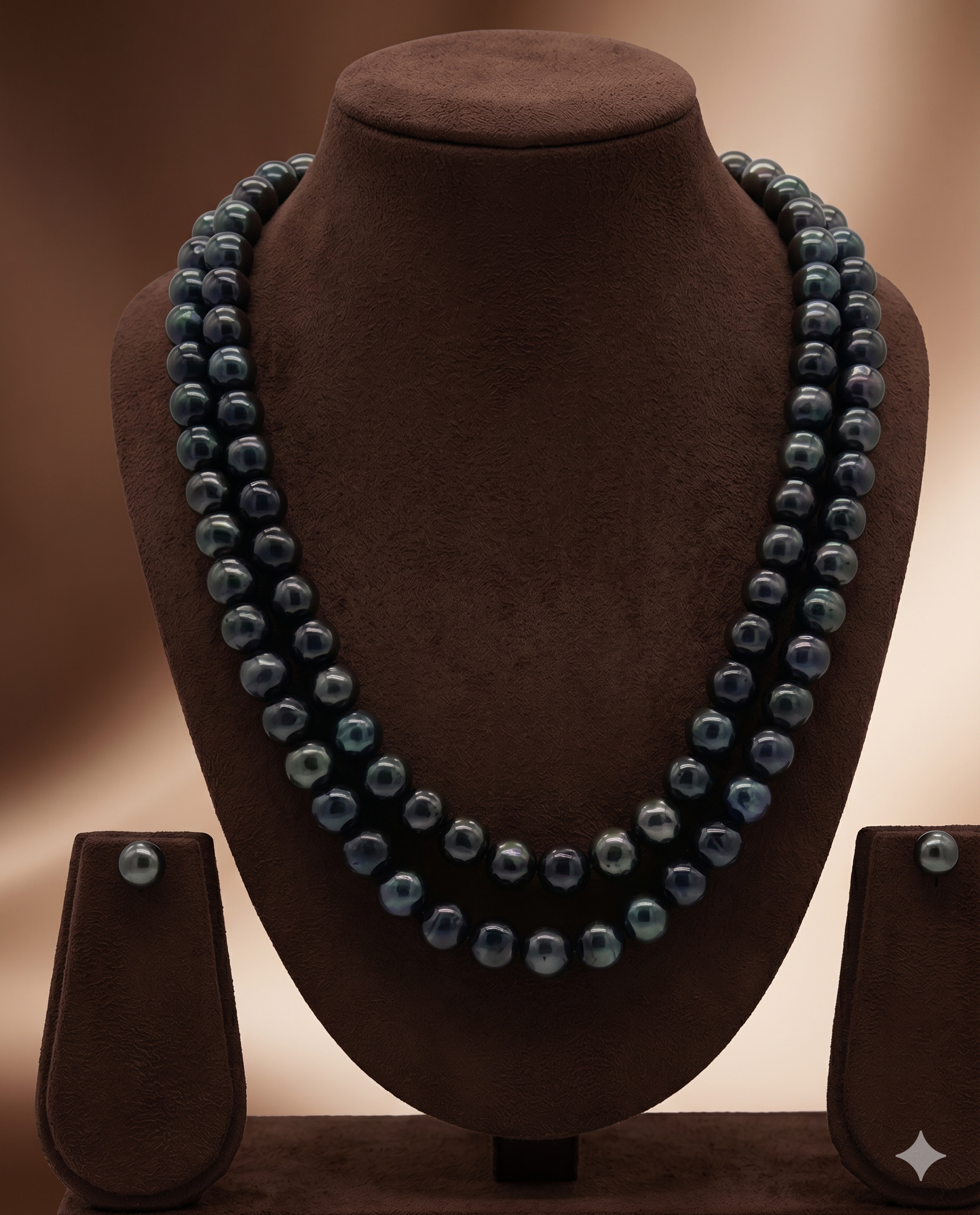 Double-Strand Freshwater Pearl Necklace & Earrings Set