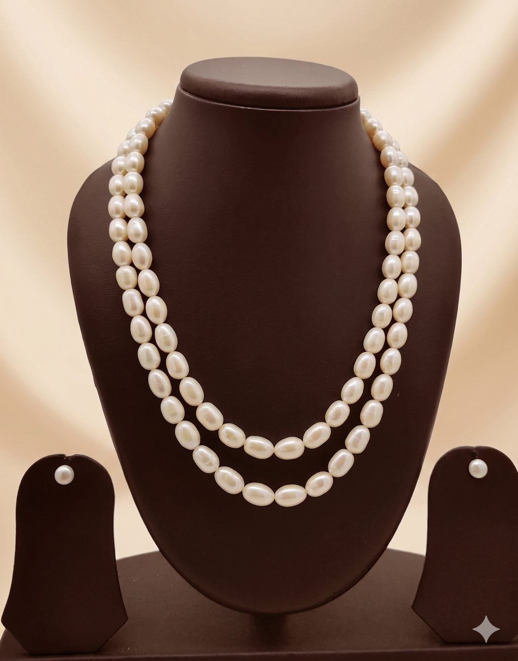 Double-Strand Freshwater Pearl Necklace & Earrings Set for Women