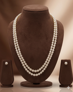 Double-Strand Freshwater Pearl Necklace & Earrings Set for Women