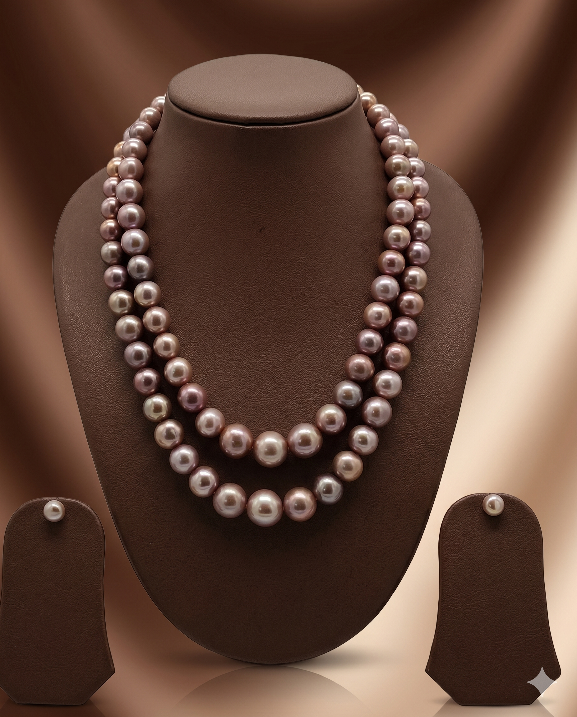 Double-Strand Lavender Freshwater Pearl Necklace Set