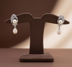 Double pearl drop stud earrings for women