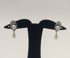 Double pearl drop stud earrings for women