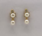 Dual Pearl Drop Earrings in Gold-Tone