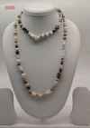 Earthtone Pearl Prism freshwater pearl necklace with multicolour pearls in long single strand design