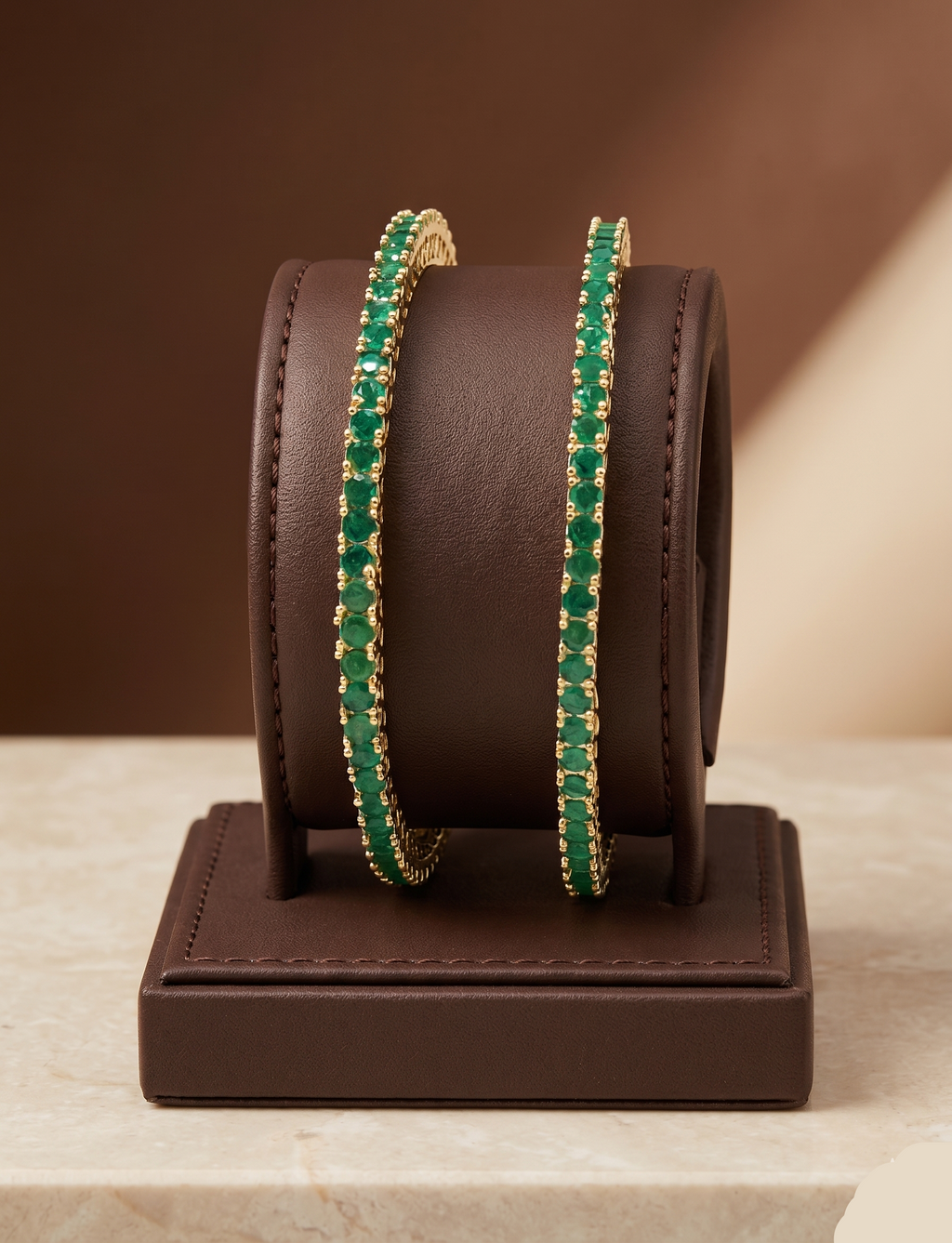 Emerald Elegance green stone bangles for women
