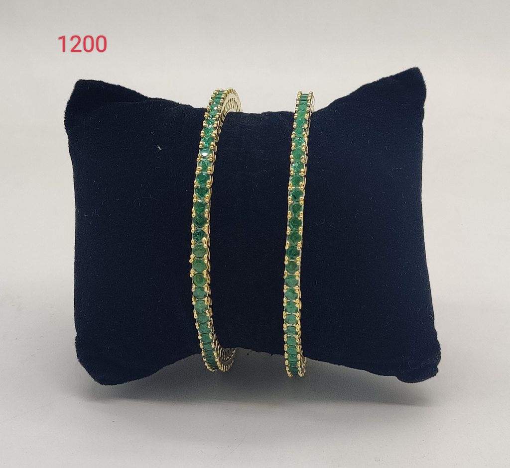 Emerald Elegance green stone bangles for women