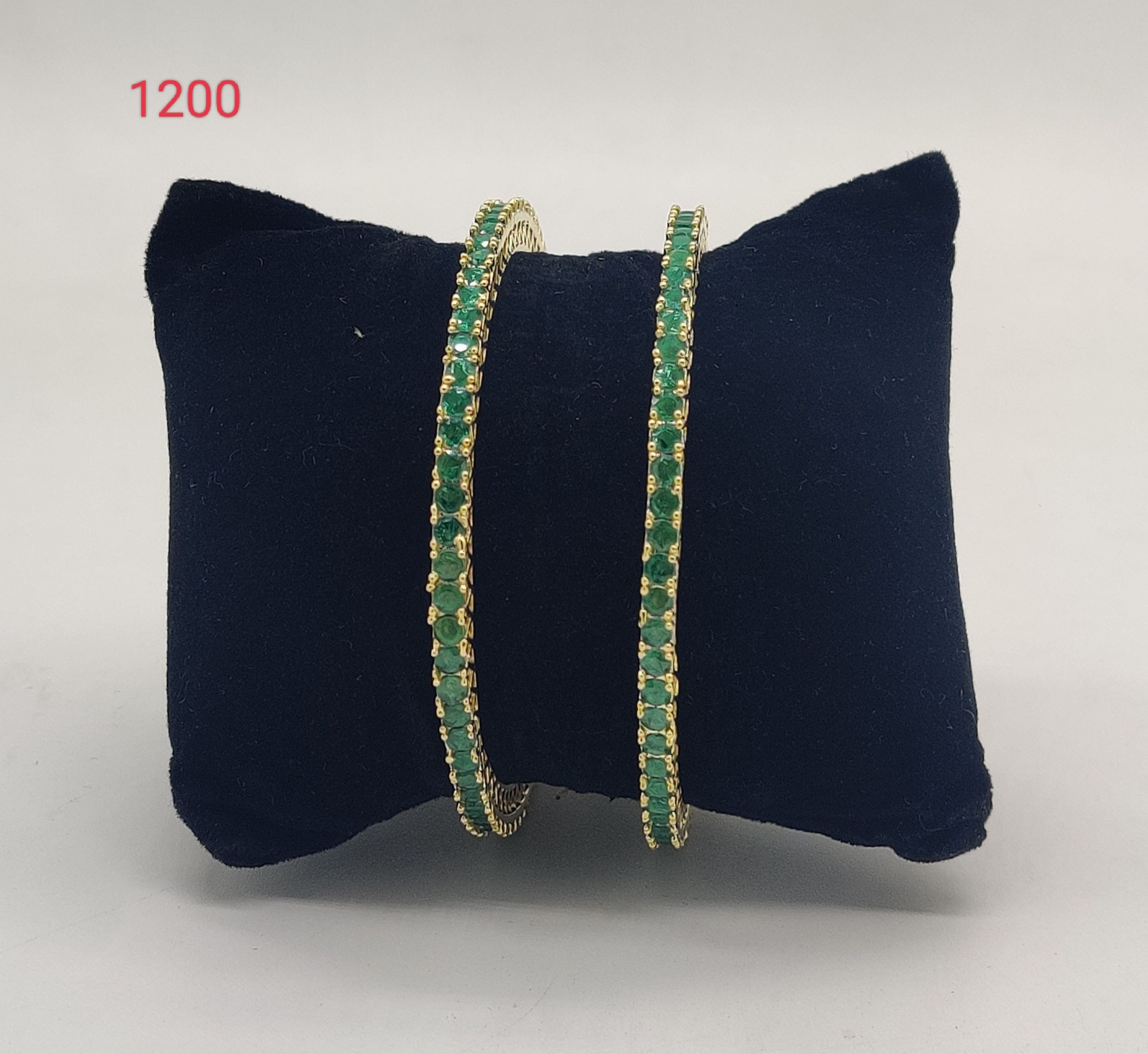 Emerald Elegance green stone bangles for women
