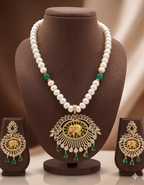 Emerald Majesty Freshwater Pearl Necklace & Earrings Set