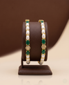 Emerald Pearl Blossom Bangles