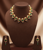 Emerald ruby pearl designer choker necklace set for women