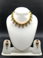 Emerald ruby pearl designer choker necklace set for women