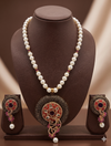 Enchanted Ruby Freshwater Pearl Necklace & Earrings Set