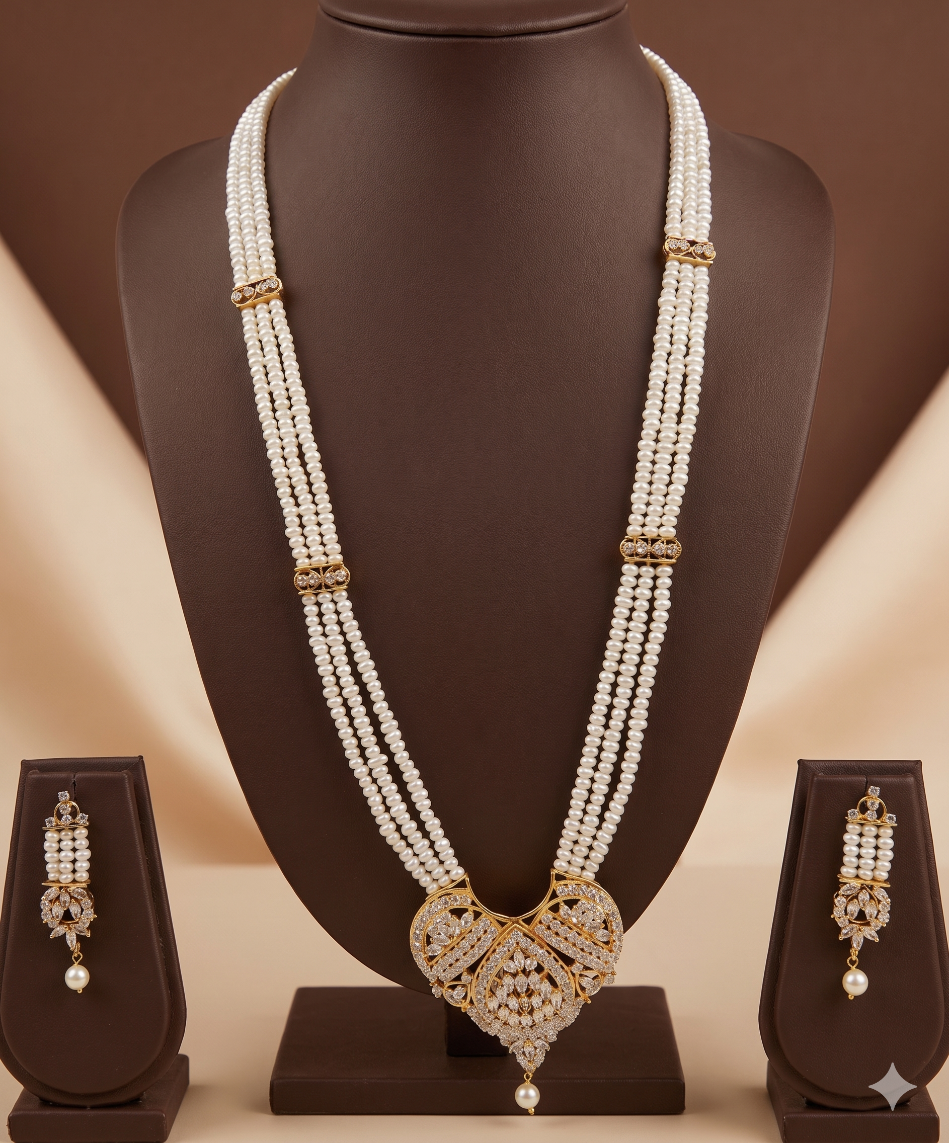 Eternal Love Diamond Heart Pearl Pendent Set